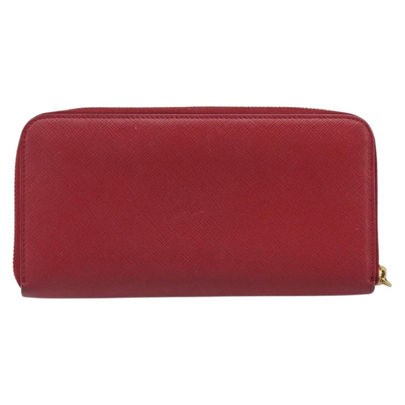 PRADA Long Wallet Safiano Leather Red Gold Auth bs36867