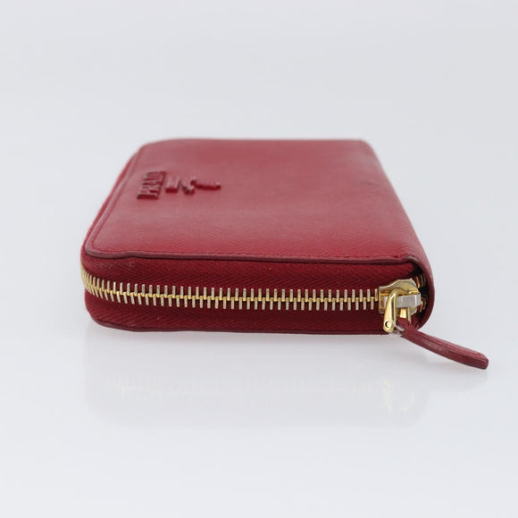 PRADA Long Wallet Safiano Leather Red Gold Auth bs36867