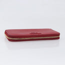 PRADA Long Wallet Safiano Leather Red Gold Auth bs36867-5