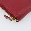 PRADA Long Wallet Safiano Leather Red Gold Auth bs36867-14