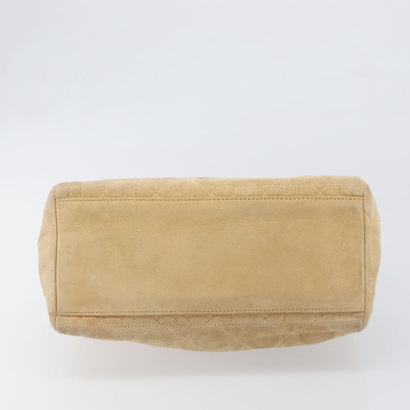 Christian Dior Canage Hand Bag Suede Beige Gold Auth bs36869