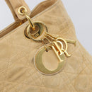 Christian Dior Canage Hand Bag Suede Beige Gold Auth bs36869-17