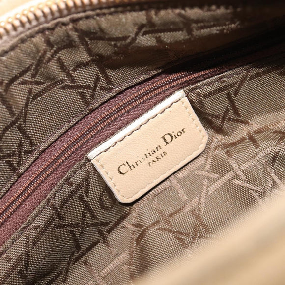 Christian Dior Canage Hand Bag Suede Beige Gold Auth bs36869