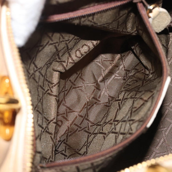 Christian Dior Canage Hand Bag Suede Beige Gold Auth bs36869