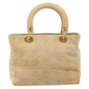 Christian Dior Canage Hand Bag Suede Beige Gold Auth bs36869-2