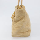 Christian Dior Canage Hand Bag Suede Beige Gold Auth bs36869-3