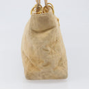 Christian Dior Canage Hand Bag Suede Beige Gold Auth bs36869-4