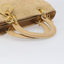 Christian Dior Canage Hand Bag Suede Beige Gold Auth bs36869-7