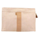 HERMES Fourre Tout Clutch Bag Canvas Beige Silver Auth bs36870-2