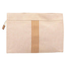 HERMES Fourre Tout Clutch Bag Canvas Beige Silver Auth bs36870-3