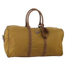 PRADA Boston Bag Nylon Beige Silver Auth bs36871-1