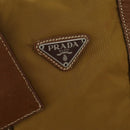 PRADA Boston Bag Nylon Beige Silver Auth bs36871-20
