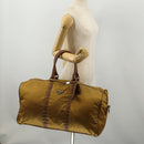 PRADA Boston Bag Nylon Beige Silver Auth bs36871-27