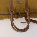 PRADA Boston Bag Nylon Beige Silver Auth bs36871-7