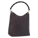 GUCCI Bamboo Shoulder Bag Leather Black Gold 001 2122 3006 Auth bs36873-1