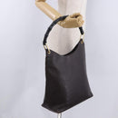 GUCCI Bamboo Shoulder Bag Leather Black Gold 001 2122 3006 Auth bs36873-22