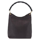 GUCCI Bamboo Shoulder Bag Leather Black Gold 001 2122 3006 Auth bs36873-3