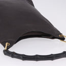 GUCCI Bamboo Shoulder Bag Leather Black Gold 001 2122 3006 Auth bs36873-6