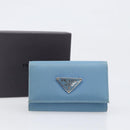 PRADA Key Case Nylon Light Blue Silver Black Auth bs36874-12