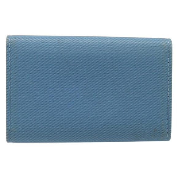 PRADA Key Case Nylon Light Blue Silver Black Auth bs36874