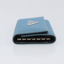 PRADA Key Case Nylon Light Blue Silver Black Auth bs36874-4