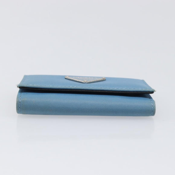 PRADA Key Case Nylon Light Blue Silver Black Auth bs36874