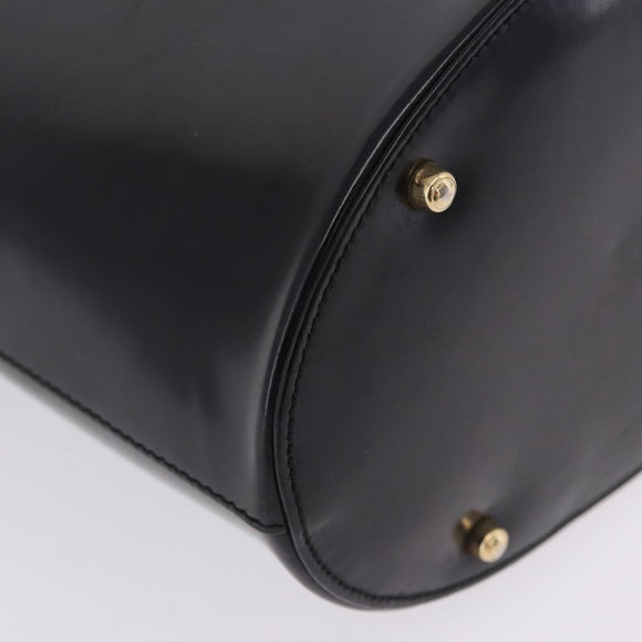 GUCCI Shoulder Bag Patent Leather Black Gold Auth bs36875