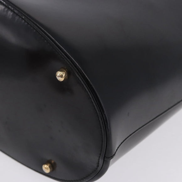 GUCCI Shoulder Bag Patent Leather Black Gold Auth bs36875