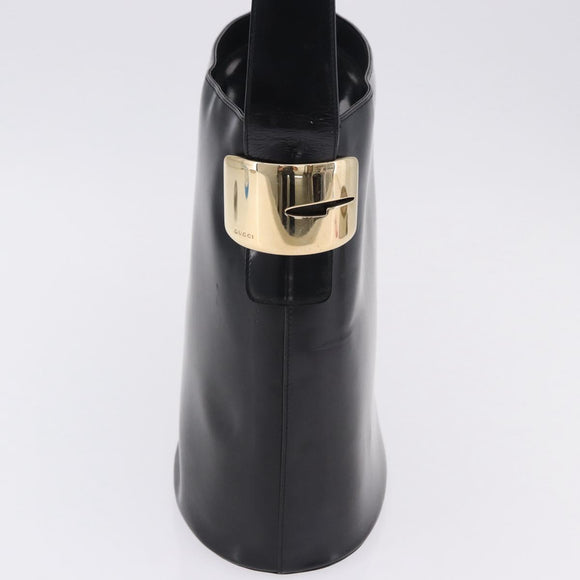 GUCCI Shoulder Bag Patent Leather Black Gold Auth bs36875