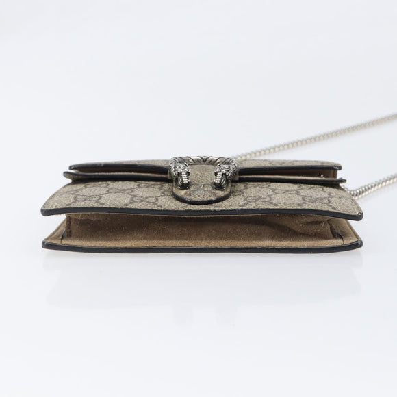 GUCCI GG Supreme Dionysus Chain Bag PVC Beige Silver 476432 Auth bs36876