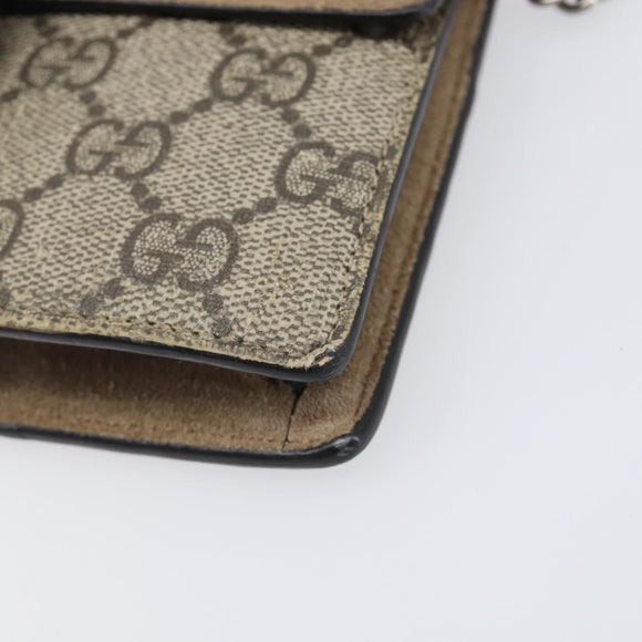 GUCCI GG Supreme Dionysus Chain Bag PVC Beige Silver 476432 Auth bs36876