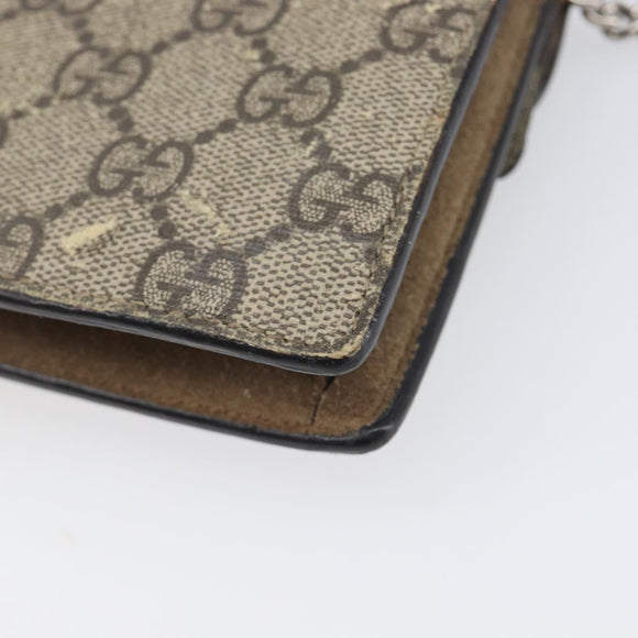 GUCCI GG Supreme Dionysus Chain Bag PVC Beige Silver 476432 Auth bs36876