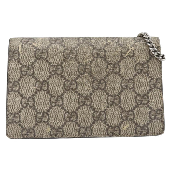 GUCCI GG Supreme Dionysus Chain Bag PVC Beige Silver 476432 Auth bs36876