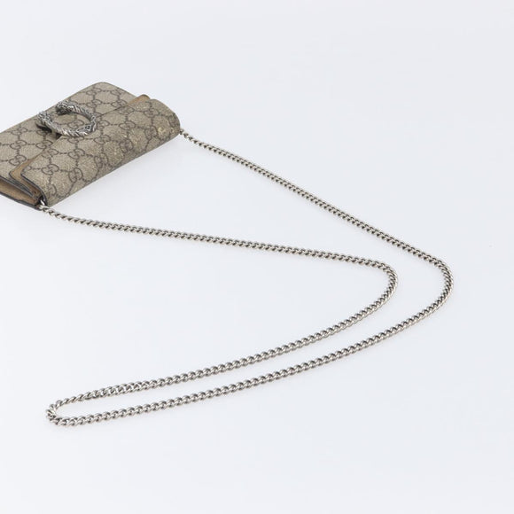 GUCCI GG Supreme Dionysus Chain Bag PVC Beige Silver 476432 Auth bs36876