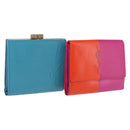 SAINT LAURENT Wallet Leather 2 Set Blue Red Auth bs36878-1