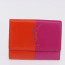 SAINT LAURENT Wallet Leather 2 Set Blue Red Auth bs36878-10