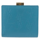 SAINT LAURENT Wallet Leather 2 Set Blue Red Auth bs36878-2