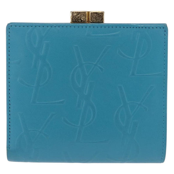 SAINT LAURENT Wallet Leather 2 Set Blue Red Auth bs36878
