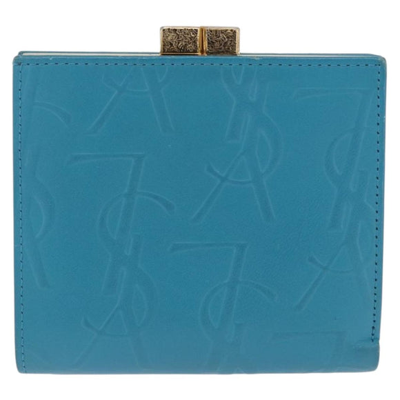 SAINT LAURENT Wallet Leather 2 Set Blue Red Auth bs36878