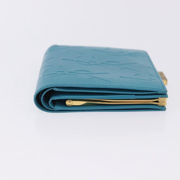 SAINT LAURENT Wallet Leather 2 Set Blue Red Auth bs36878