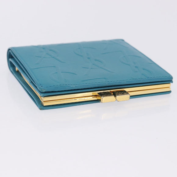 SAINT LAURENT Wallet Leather 2 Set Blue Red Auth bs36878