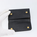PRADA Key Case Safiano Leather Navy Gold Auth bs36879-18