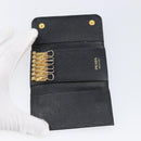 PRADA Key Case Safiano Leather Navy Gold Auth bs36879-8
