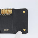 PRADA Key Case Safiano Leather Navy Gold Auth bs36879-19