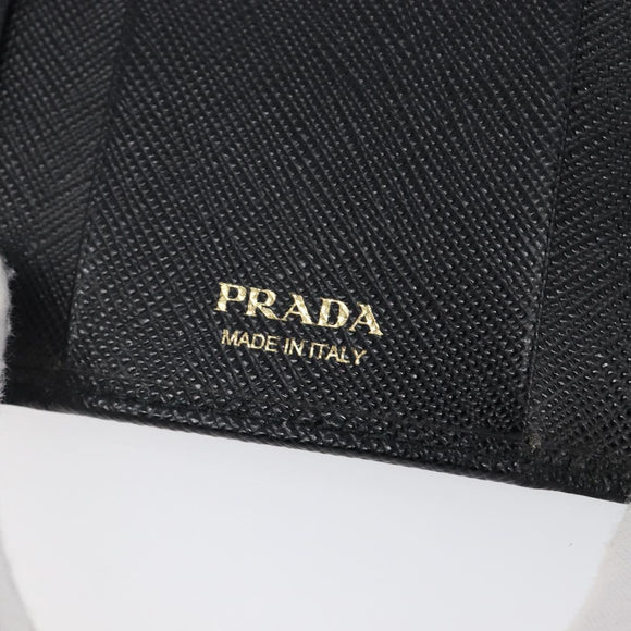 PRADA Key Case Safiano Leather Navy Gold Auth bs36879