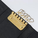 PRADA Key Case Safiano Leather Navy Gold Auth bs36879-9