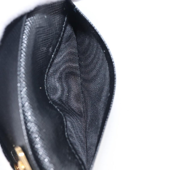 PRADA Key Case Safiano Leather Navy Gold Auth bs36879