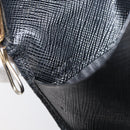 PRADA Key Case Safiano Leather Navy Gold Auth bs36879-11
