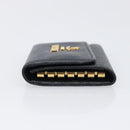 PRADA Key Case Safiano Leather Navy Gold Auth bs36879-4