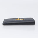 PRADA Key Case Safiano Leather Navy Gold Auth bs36879-5